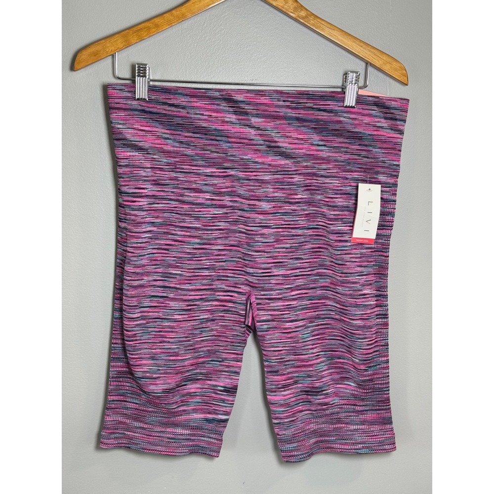 LIVI Active Lane Bryant Pink Purple Space Dye Seamless Bike Shorts 18/20 NWT
